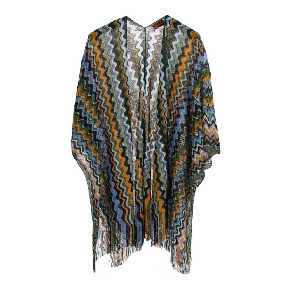 Missoni Women Cape With Shawl Collar And Pockets In Green Tech Fabric For Women